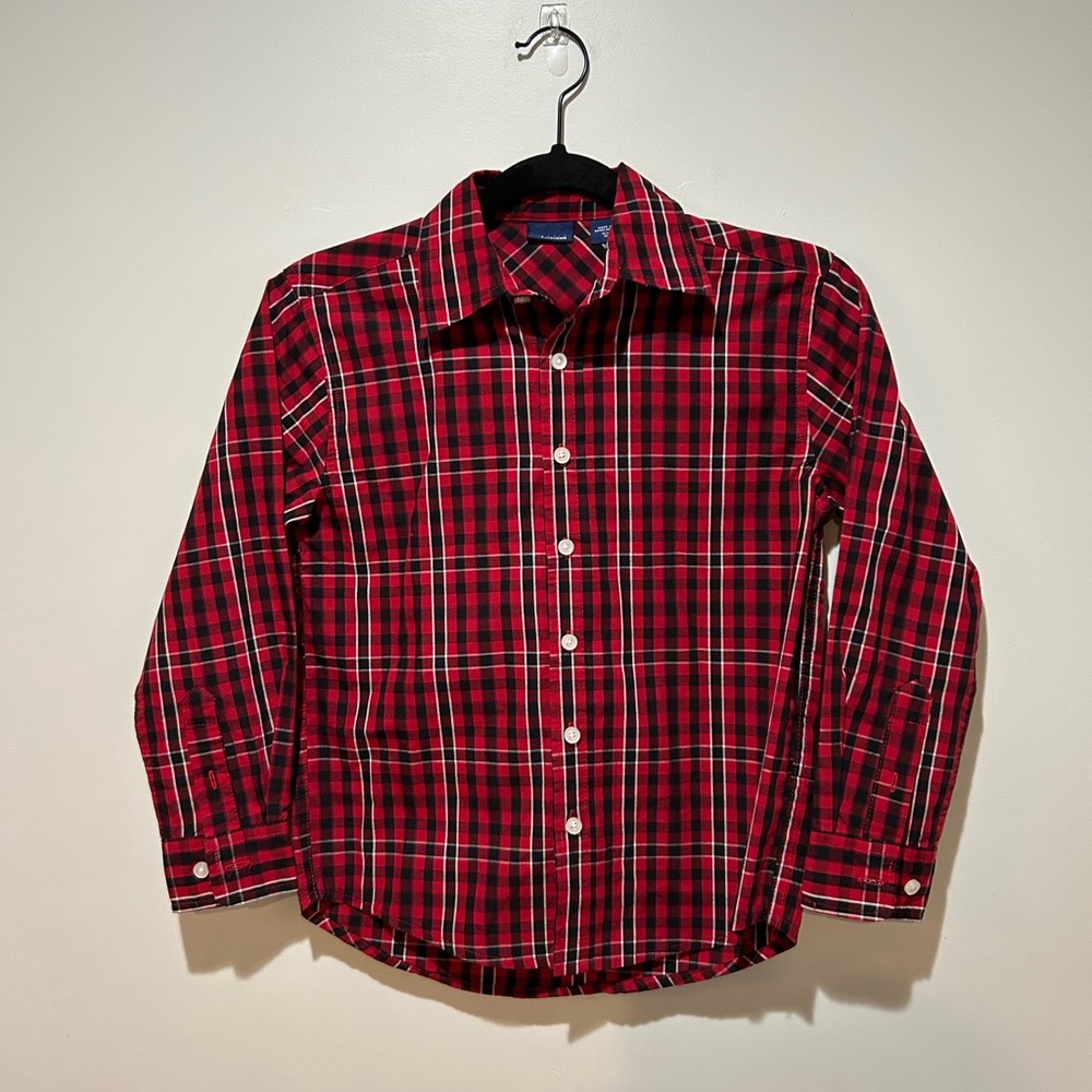 Basic Editions Red and Black Plaid Kids Button-Down Shirt